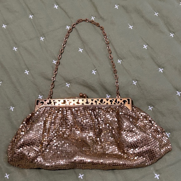 Whiting and Davis Gold mesh metal purse handbag vintage - Picture 9 of 11